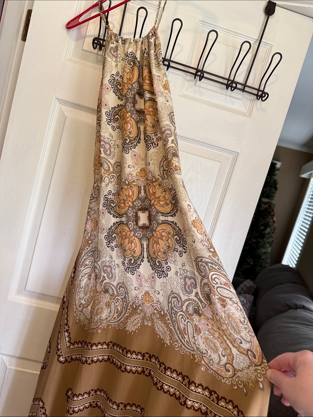 Aakaa Paisley Panel Curtain in Tan, Cream, Gold and Pink